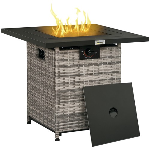 Square gas fire pit table - square,