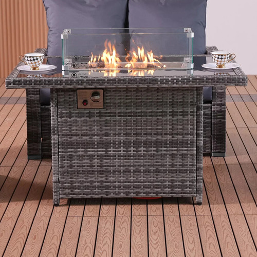 Rattan gas fire - pit, table