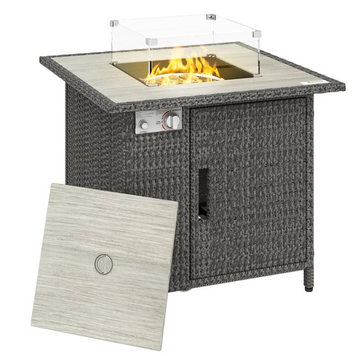 Outsunny rattan gas fire pit - rattan,