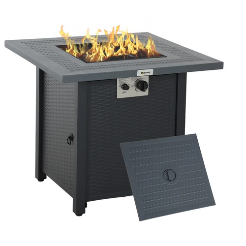 Metal outdoor fire pit table - fire,