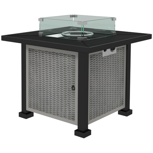 Square gas fire pit - gas, table