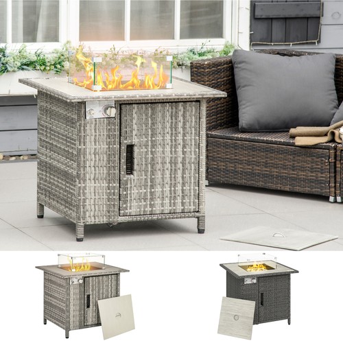 Rattan gas fire pit table - rattan,