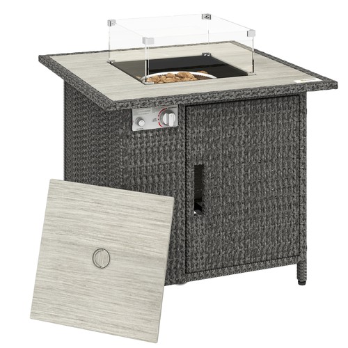 Rattan gas fire pit dining - rattan,
